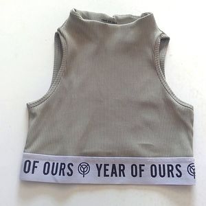Year of Ours olive green high neck sports bra